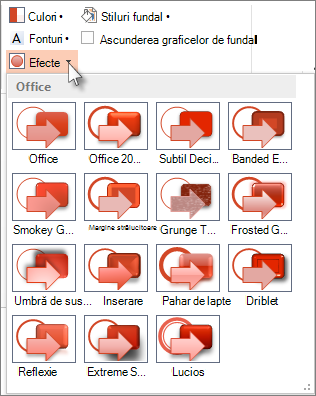 Modificarea unui efect temă