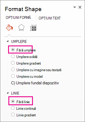 Panoul Formatare formă