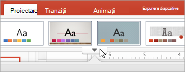 Afișează săgeata Mai multe sub temele standard