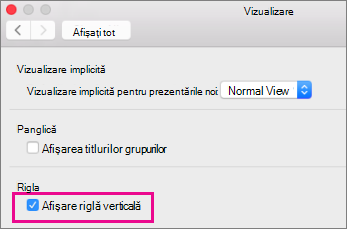 Caseta Afișare riglă verticală