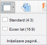 Afișează meniul Dimensiune diapozitiv