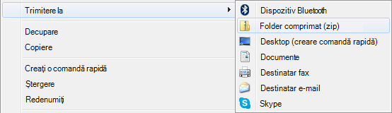 Faceți clic dreapta pe prezentare, apoi pe Trimitere la și pe Folder comprimat (zip).
