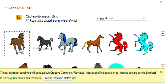 Căutarea miniaturilor de cal vă oferă o varietate de imagini sub o licență Creative Commons.