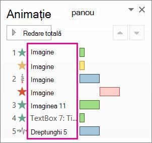 Nume de obiecte fără descriere