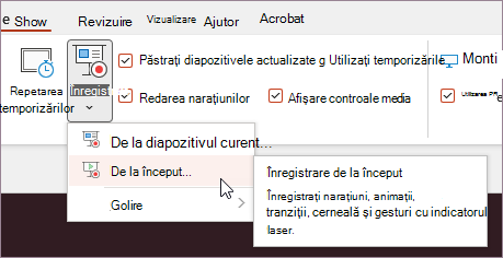 Butonul Înregistrare din panglică