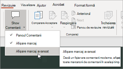 Selectați Afișare marcaj avansat