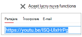 În cazul în care codul de încorporare începe cu http, videoclipul nu va fi încorporat cu succes.