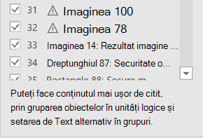 Captură de ecran care arată sfatul apare în partea de jos a panoului Ordine de citire.