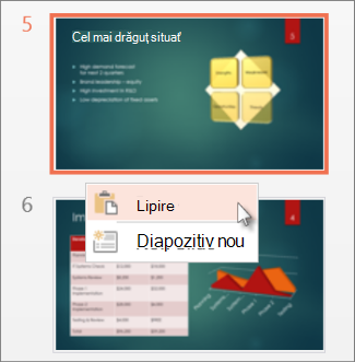 Faceți clic pe Lipire