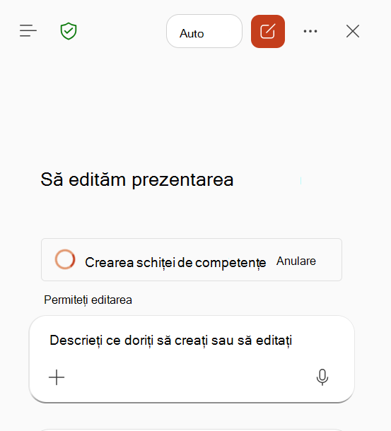 Captură de ecran care arată Copilot procesând un flux de lucru înregistrat pentru a crea o schiță de competență.
