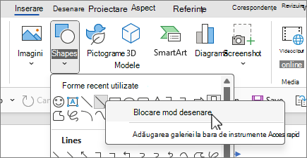 Shapes Lock drawing mode screen