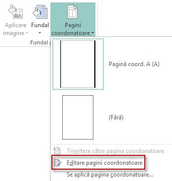 Editarea paginilor coordonatoare în Publisher 2013.