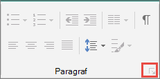 Faceți clic pe lansatorul casetei de dialog Paragraf