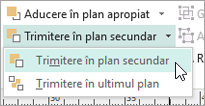 Selecting Send Backward on the Send Backward menu