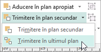 Selecting Send to Back on the Send Backward menu