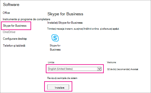 Pe prima pagină a expertului de instalare Skype, selectați limba.