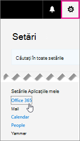 Alegeți setările Office 365