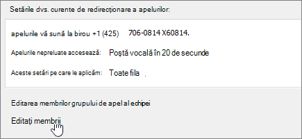 Link delegat meniu Redirijare apeluri