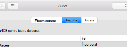 Captură de ecran cu preferințele de sunet pentru macOS, cu panoul Ieșire selectat.