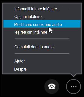 Faceți clic pe Modificare conexiune audio