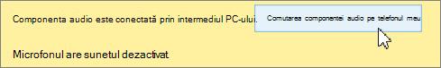 Clic pe Comutare audio pe telefonul meu