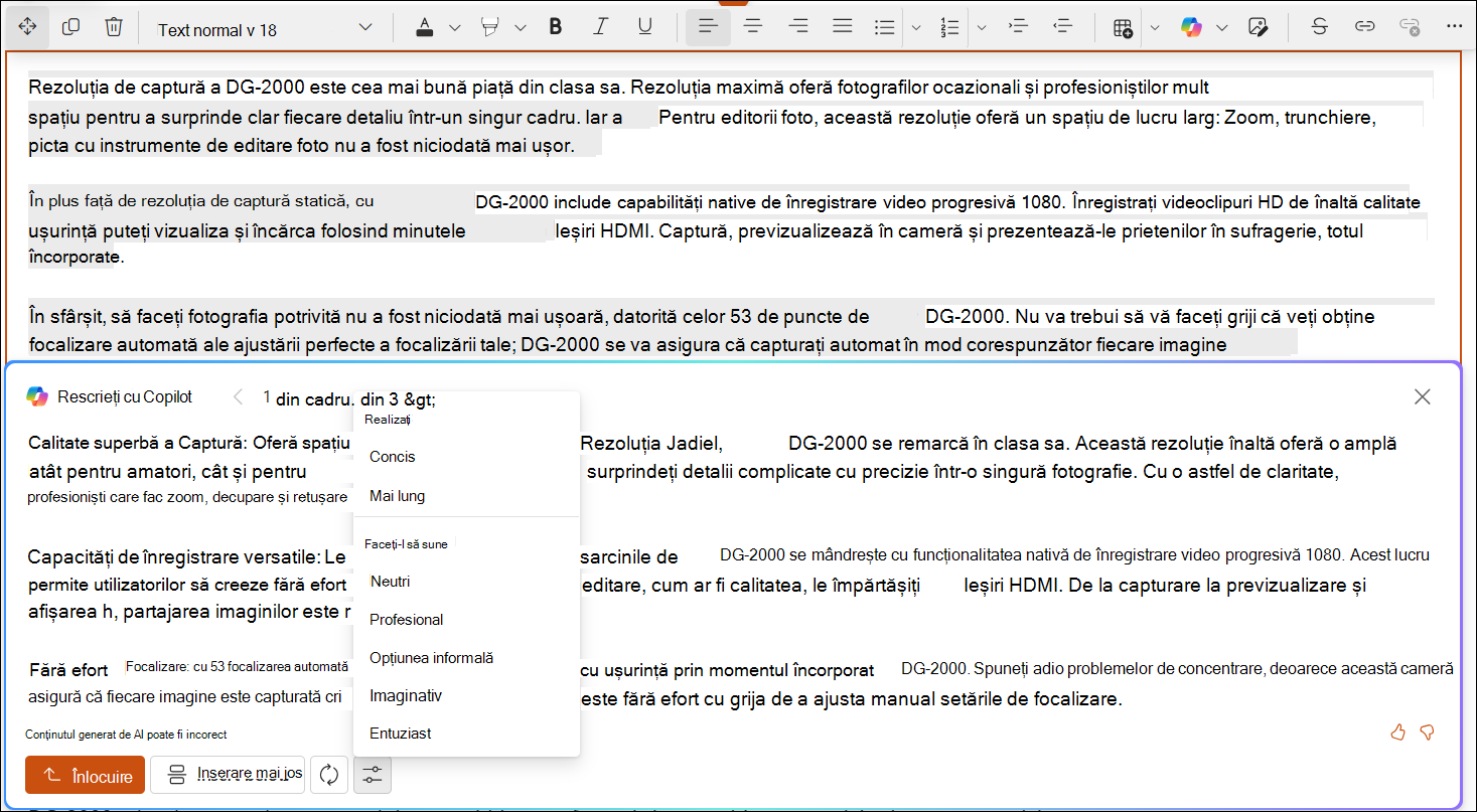 exemplu de captură de ecran cu rescriere automată