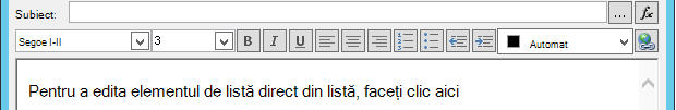 Definirea ecranului mesaj de e-mail după inserarea variabilei