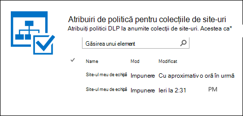 Atribuiri de politică pentru colecțiile de site-uri