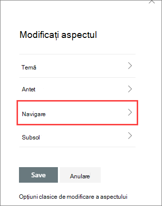 Imagine cu opțiunile din panoul de modificare a aspectului