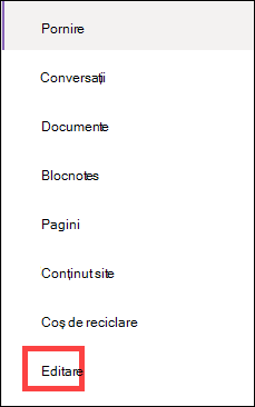 Meniu de navigare verticală.
