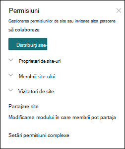 Panoul Permisiuni site SharePoint