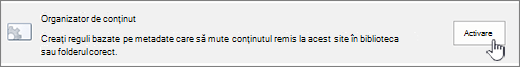 Content Organzier enable button