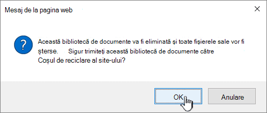 Confirmation dialog box when deleting a library