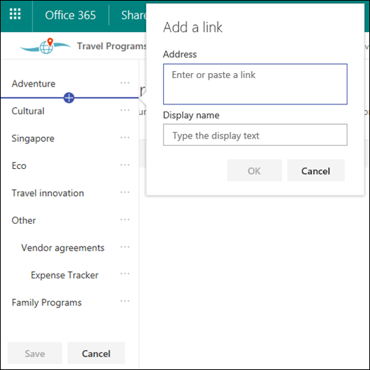 Editarea navigării în hubul SharePoint