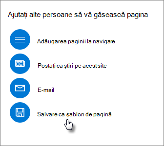 Promote panel showing Save as page template