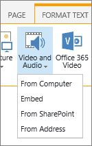 Butonul Inserare video sau audio din panglica de editare