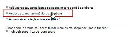 Linkul Se anulează toate activitățile