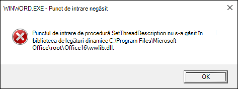 Eroare la deschiderea documentelor Word