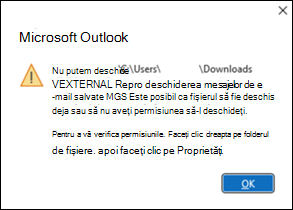 Eroare fișier MSG Outlook
