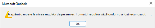 Reading rules error in Outlook