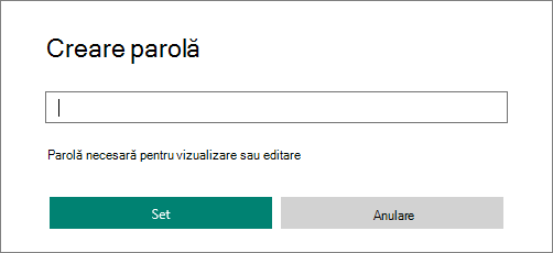 Caseta de dialog Creați o parolă