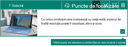 Caseta de selectare din colțul unei fișe Sway