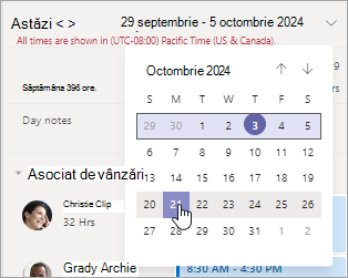 Modificați intervalul de date din planificare în Ture.