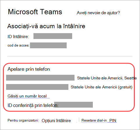 Captură de ecran care arată locul unde puteți apela o întâlnire Teams.