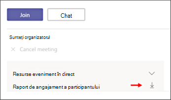Download attendee engagement report screen