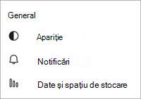 Captură de ecran cu Teams gratuit setări generale pentru dispozitive mobile