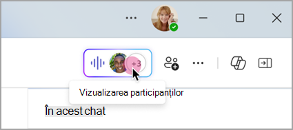 Selectați indicatorul în direct într-un chat de grup pentru a vizualiza participanții la întâlnire instant.