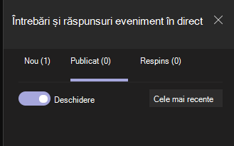 Comutatorul spune Deschis