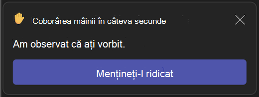 Interfața utilizator a coborârii automate a mâinii ridicate
