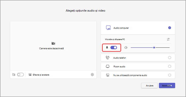 Gestionarea sunetului înainte de o întâlnire